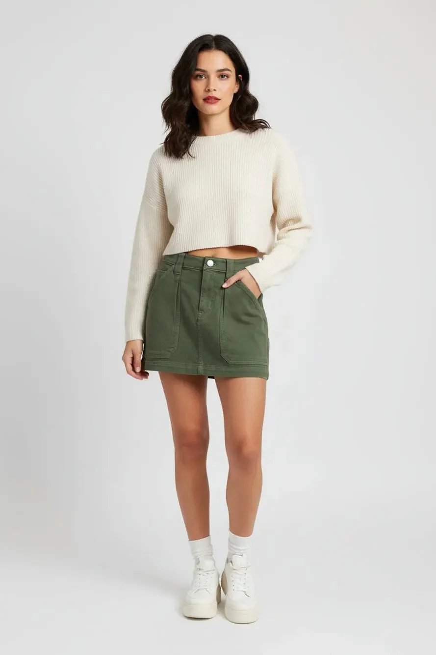 TNA forest green skirt